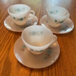 Vintage Fire King Milk Glass Tea Cup and Saucer Set